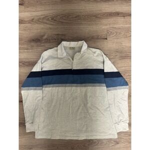 Vintage 80s LL Bean Rugby Shirt‎ XL Tall Long Sleeve Navy Gray Stripes USA Made